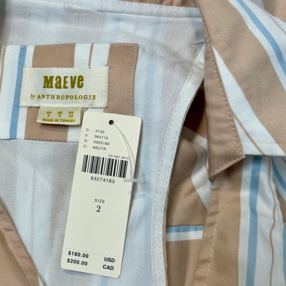 NWT! Maeve by Anthropologie Striped Handkerchief Wrap Shirt Midi Dress. Size 2. - Picture 12 of 14